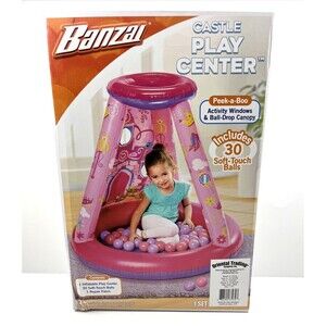 Banzai Inflatable Castle Play Center Ball Pit - Includes 30 soft touch balls